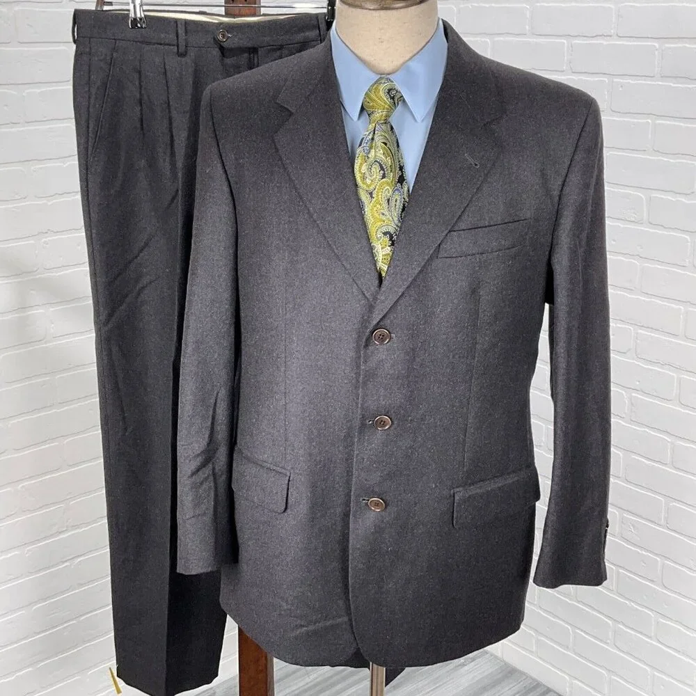 Duca Di Mantova Suit Men 42R 34Wx30L Black Classic Flannel Wool Molteni Gabriele